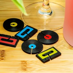 Ditverzinjeniet Retro|Muziek|Cassette- en elpee glasmarkeerders (set van 6)