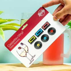 Ditverzinjeniet Retro|Muziek|Cassette- en elpee glasmarkeerders (set van 6)