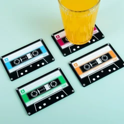 Ditverzinjeniet Retro|Onderzetters|Cassettebandjes onderzetters (set van 4)