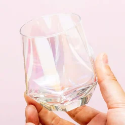 Ditverzinjeniet Mokken & Glazen|Diamant glas met regenboogeffect (set van 2)