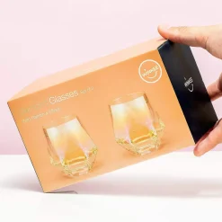 Ditverzinjeniet Mokken & Glazen|Diamant glas met regenboogeffect (set van 2)