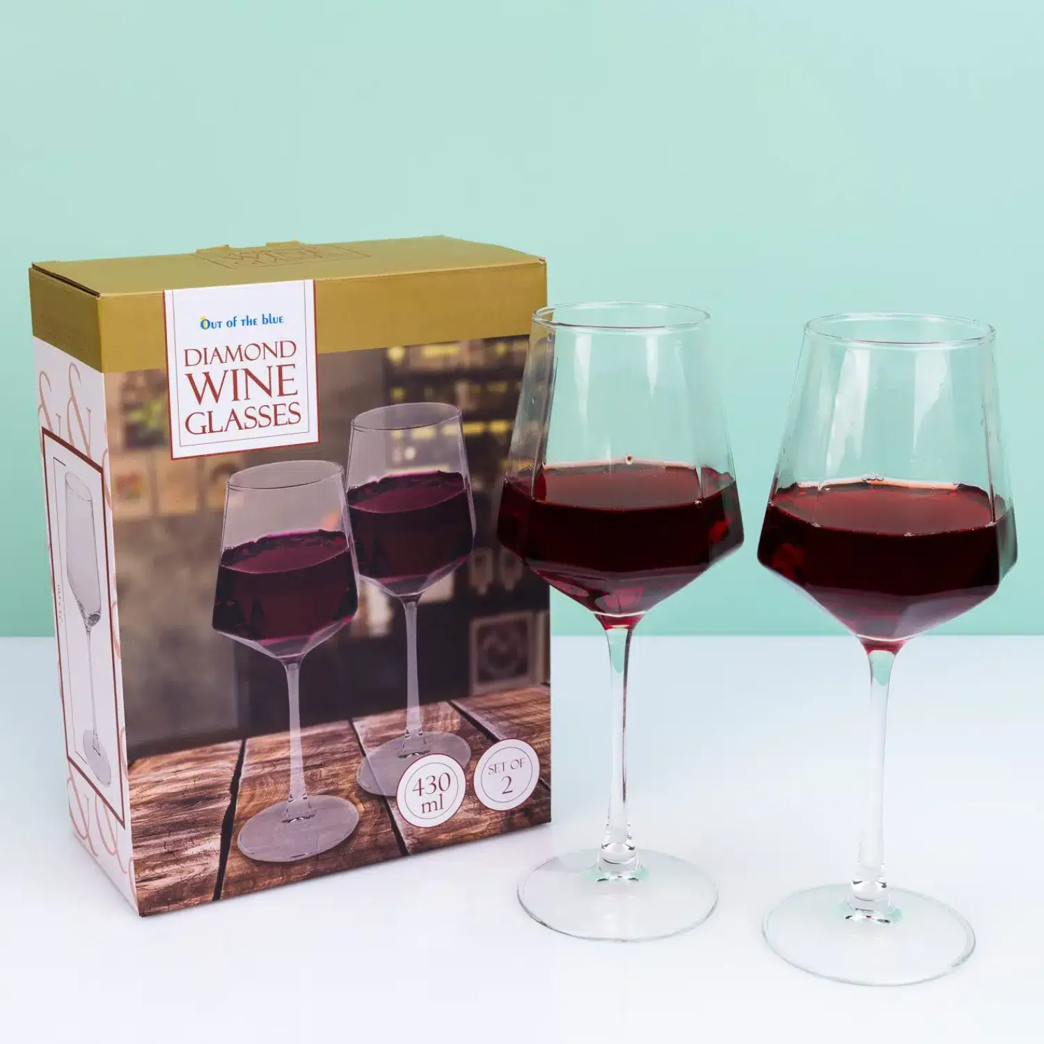 Ditverzinjeniet Mokken & Glazen|Borrelen|Diamant wijnglas (set van 2)