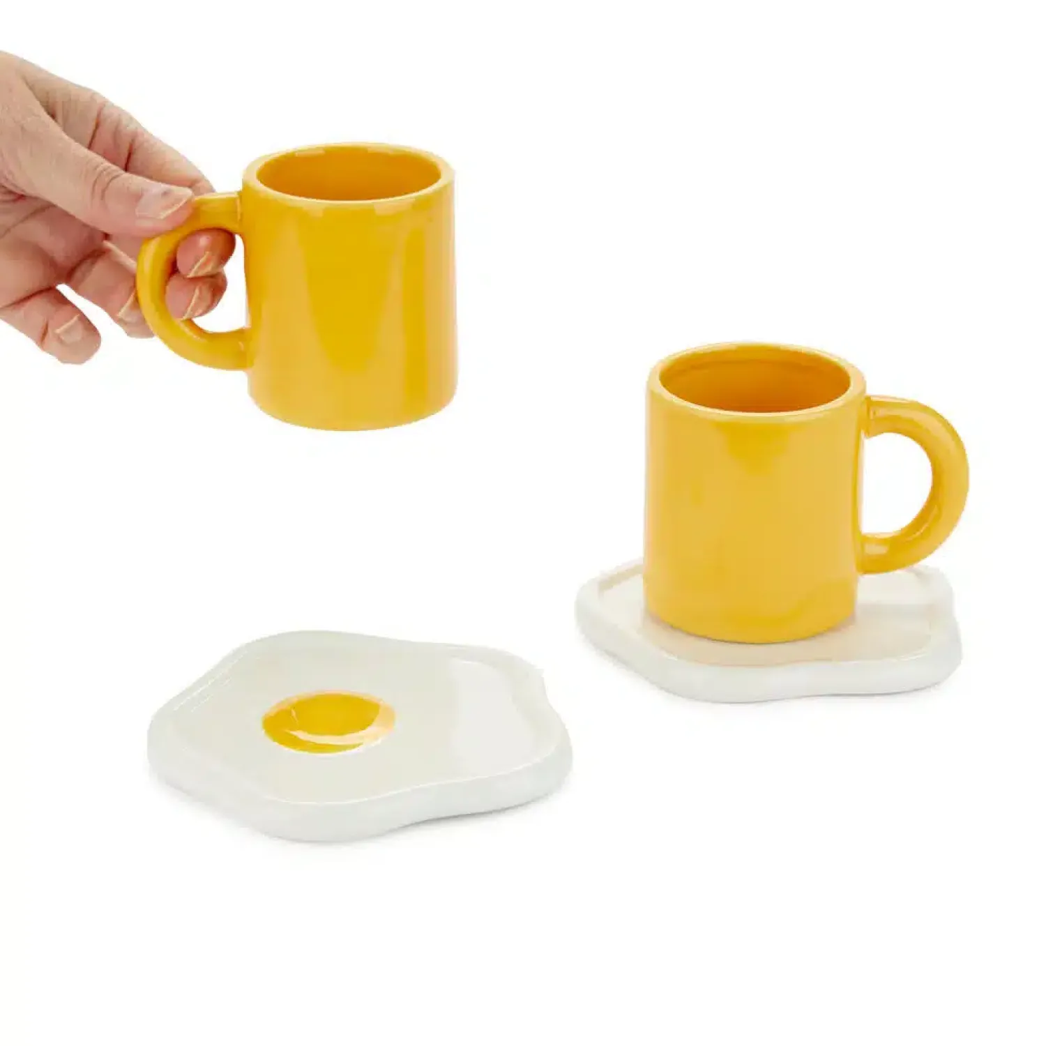 Ditverzinjeniet Mokken & Glazen|Ei mok en schotel (set van 4)