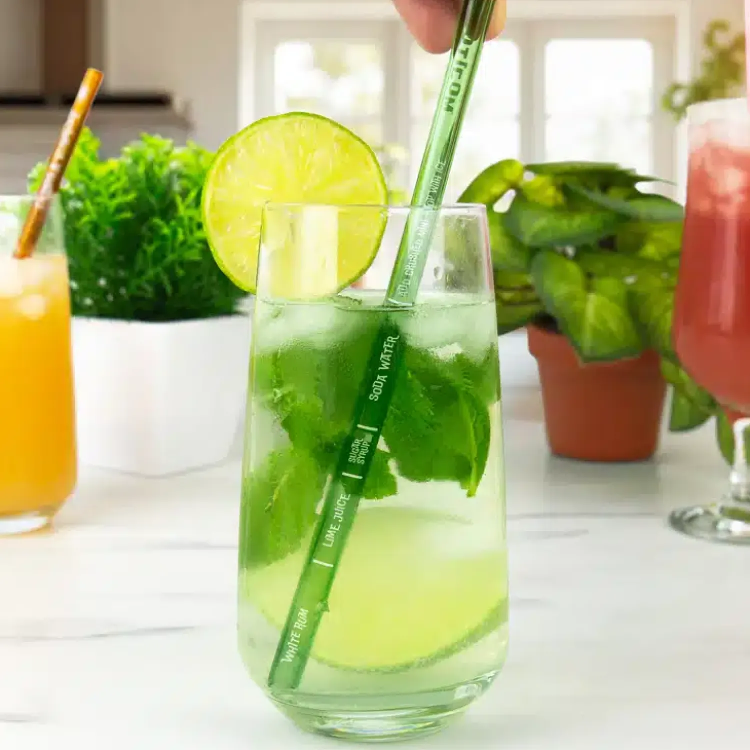 Ditverzinjeniet Borrelen|Glazen cocktailrietjes met recepten (set van 6)