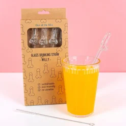 Ditverzinjeniet Vrijgezellenfeestjes|Borrelen|Glazen piemelrietjes (set van 4)