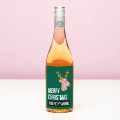 Ditverzinjeniet Wijnflessen|Borrelen|Kerst wijnfles Merry Christmas you filthy animal