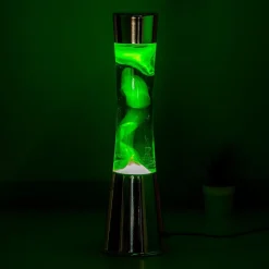 Ditverzinjeniet Verlichting|Lavalampen|Lavalamp zilver met groene vloeistof en gele lava