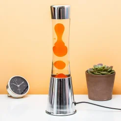Ditverzinjeniet Verlichting|Lavalampen|Lavalamp zilver met oranje lava