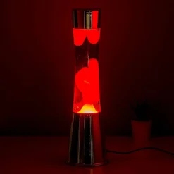 Ditverzinjeniet Verlichting|Lavalampen|Lavalamp zilver met paarse vloeistof en rode lava