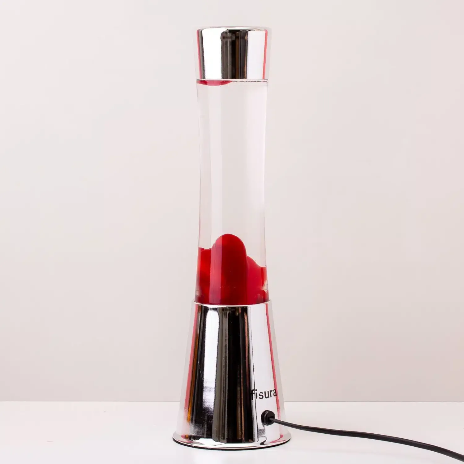 Ditverzinjeniet Verlichting|Lavalampen|Lavalamp zilver met rode lava