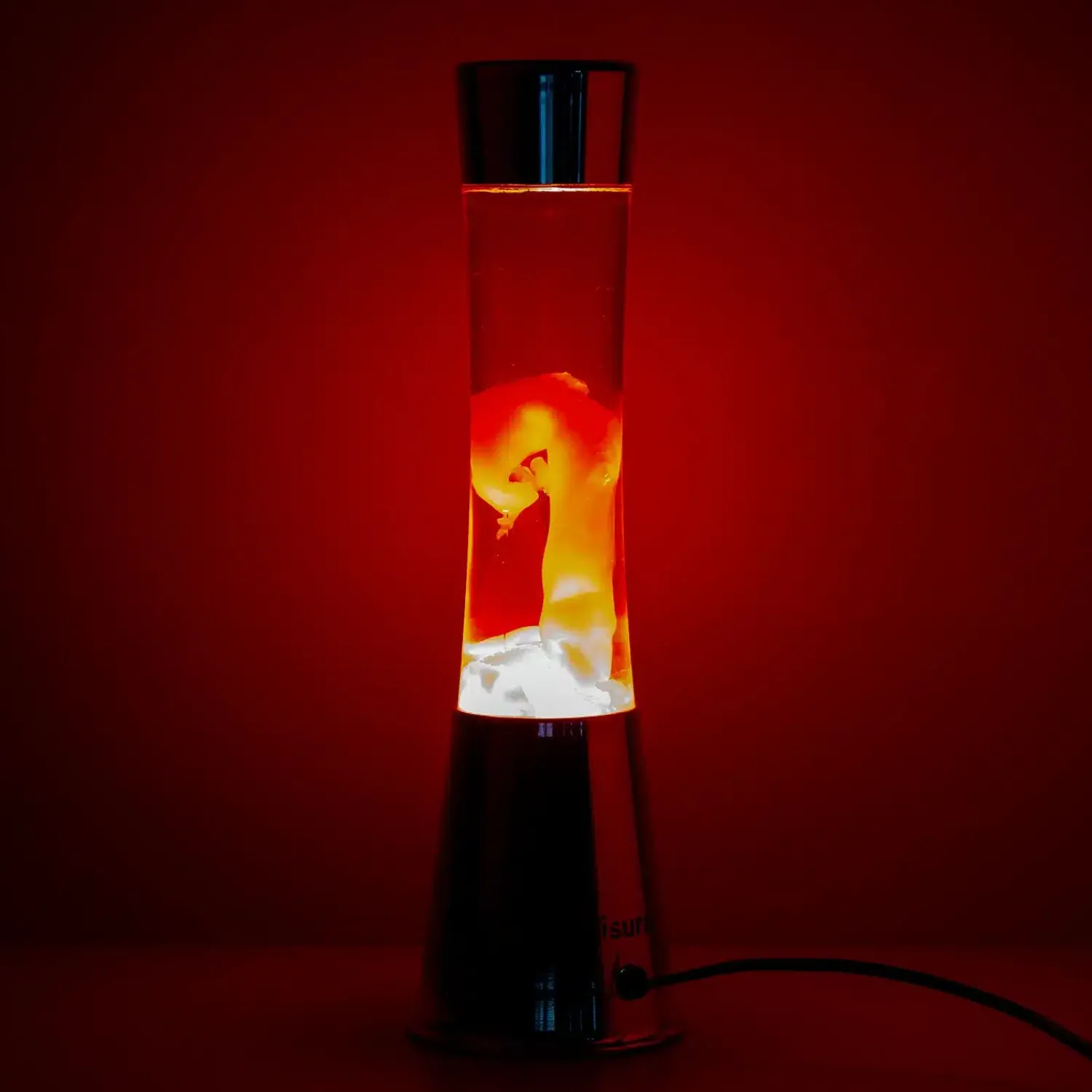 Ditverzinjeniet Verlichting|Lavalampen|Lavalamp zilver met rode lava