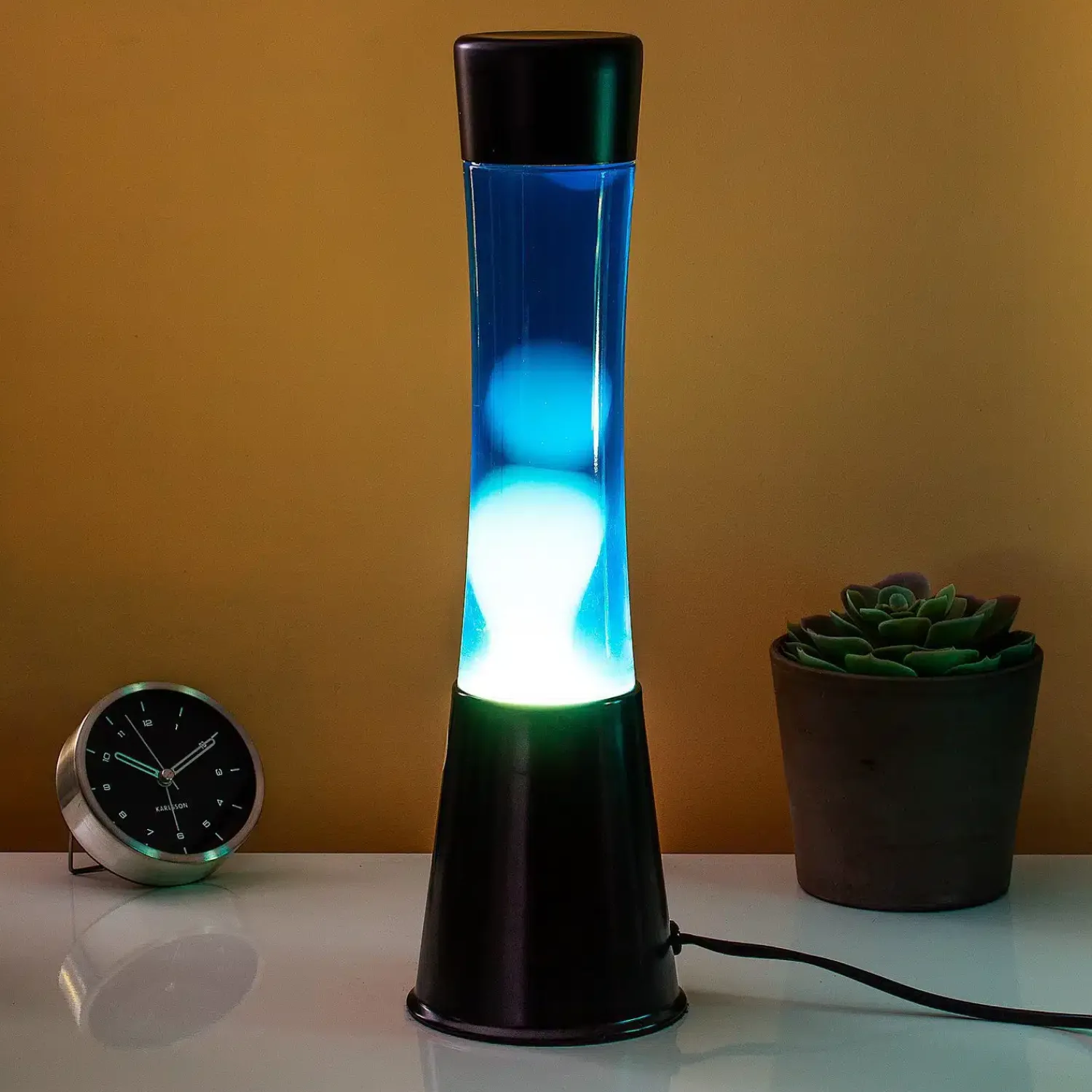 Ditverzinjeniet Verlichting|Lavalampen|Lavalamp zwart met witte lava