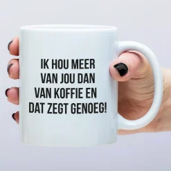 Ditverzinjeniet Mokken & Glazen|Mok Ik hou meer van jou dan van koffie