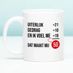 Ditverzinjeniet Mokken & Glazen|Mok Ik voel me 50