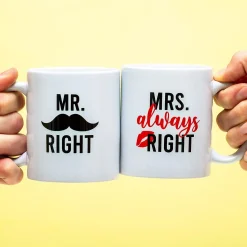 Ditverzinjeniet Mokken & Glazen|Mok Mr Right & Mrs Always Right (set van 2)