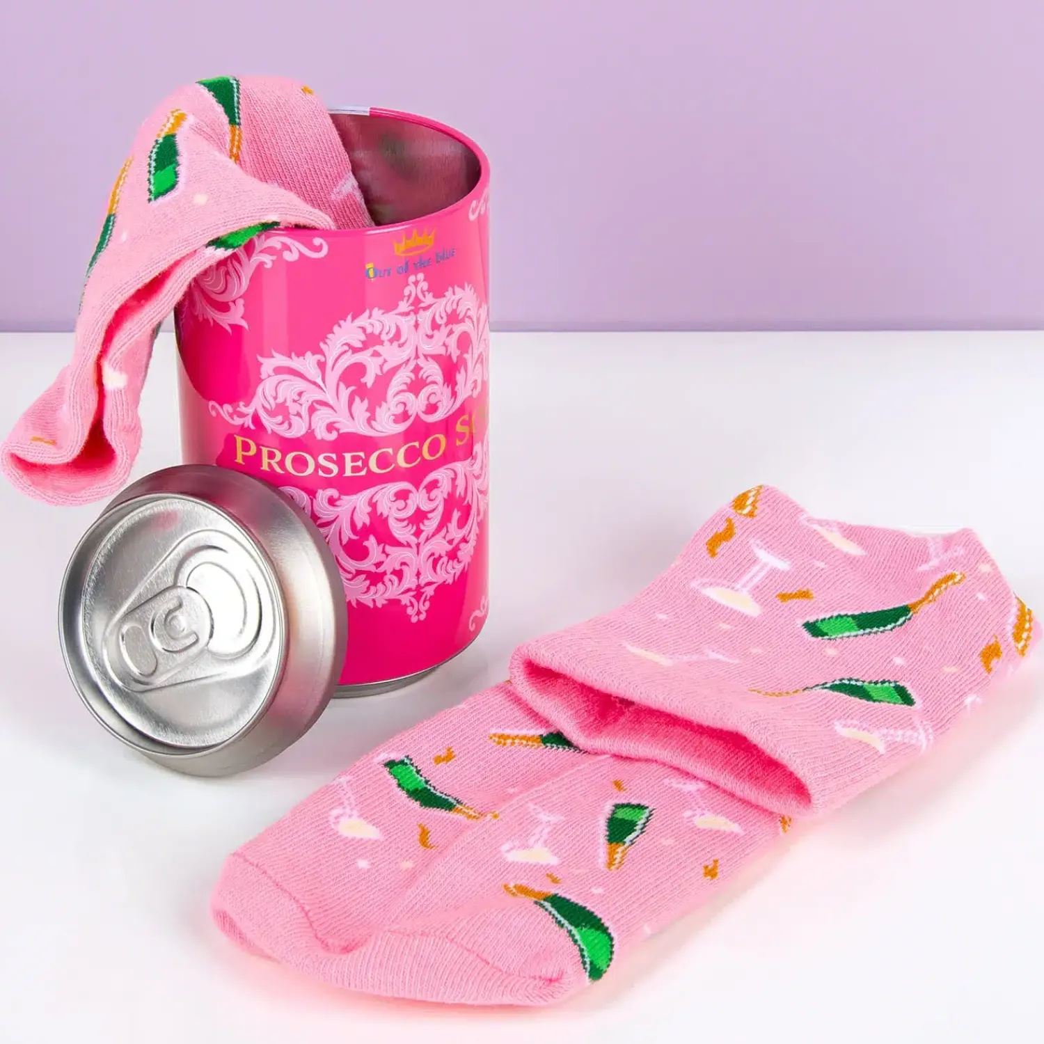 Ditverzinjeniet Sokken|Proseccosokken in blikje