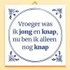 Ditverzinjeniet Tegeltjes|Tegeltje Vroeger was ik jong en knap