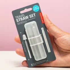 Ditverzinjeniet Reizen|Duurzaam|Uitschuifbaar rvs rietje in reisverpakking