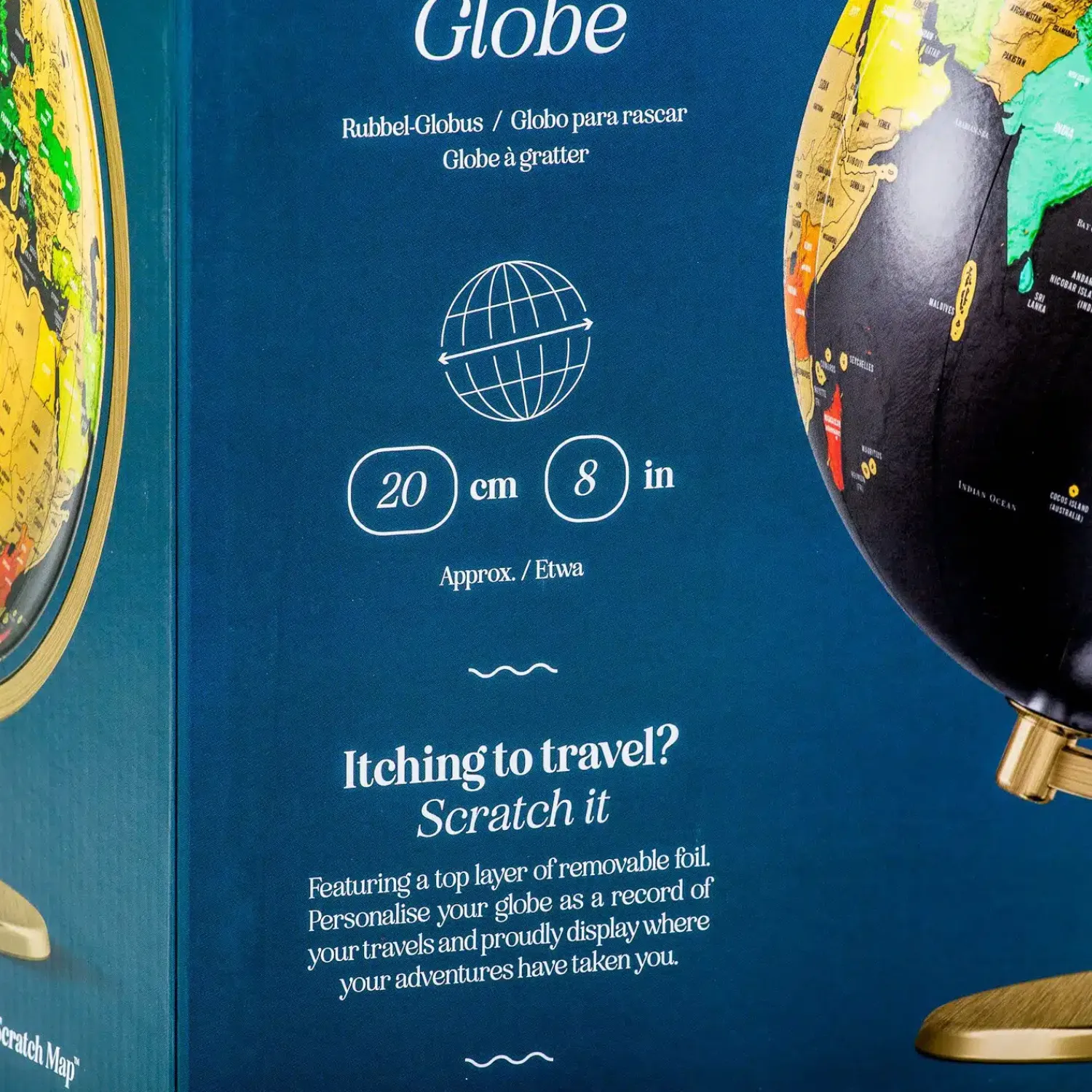 Ditverzinjeniet Reizen|Wereldbol met krasfolie